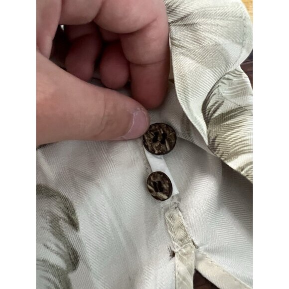 Hilo Hattie Hawaiian Shirt Mens Size M Leaf Palm Short Sleeve Button Up Silk - Picture 9 of 12